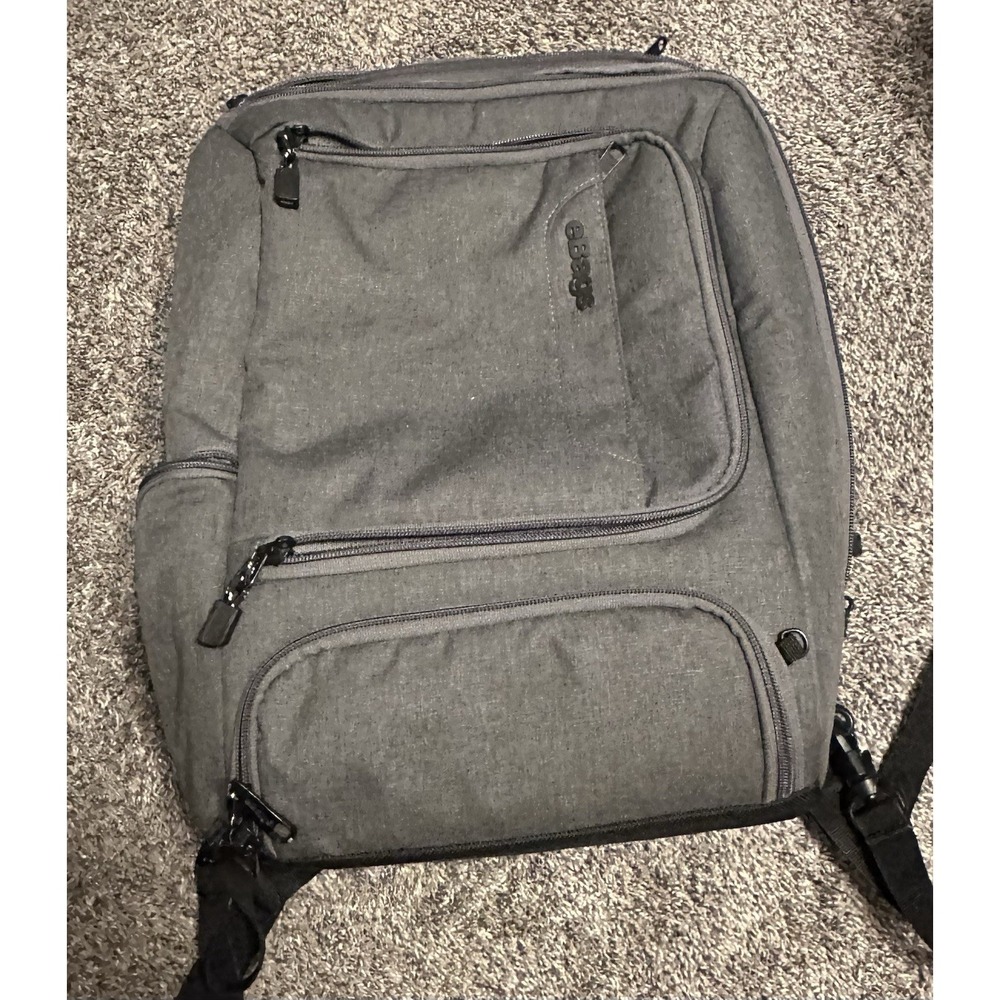 EBags Gray Laptop Backpack Soft Case Travel Business Bag Orange Lining